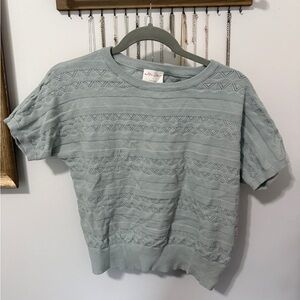 Stylish Knit Short Sleeve Top in Light Green